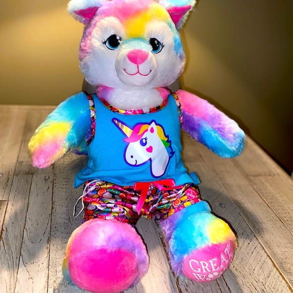 Build A Bear Great Wolf Lodge Rainbow Wolf - Picture 1 of 6